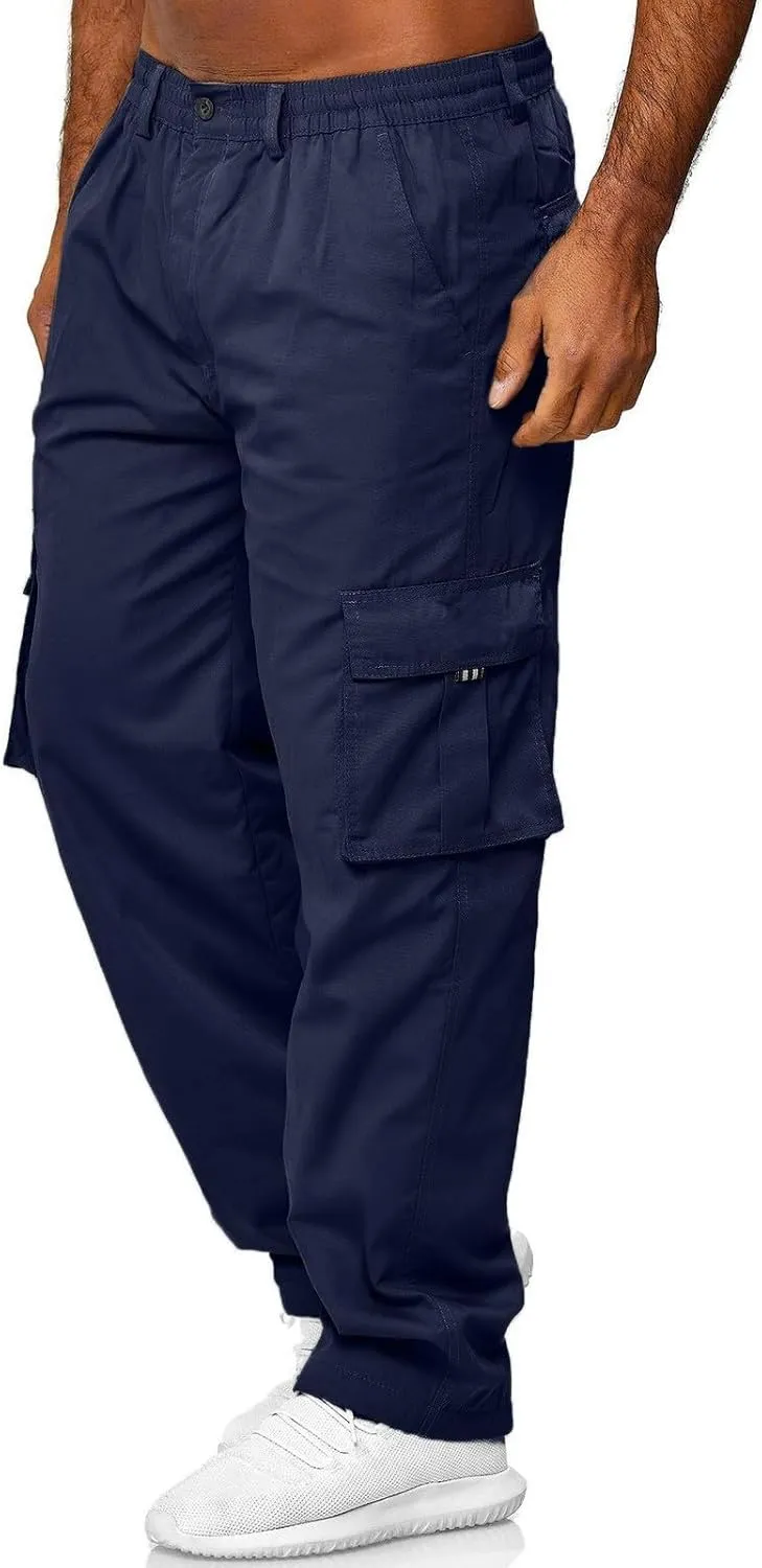 Men's Camo Cargo Pants and Warm Men's Solid Color Work Clothes Pockets and Sanitary Loose Straight Sweatpants for