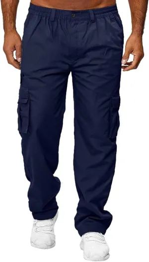 Men's Camo Cargo Pants and Warm Men's Solid Color Work Clothes Pockets and Sanitary Loose Straight Sweatpants for