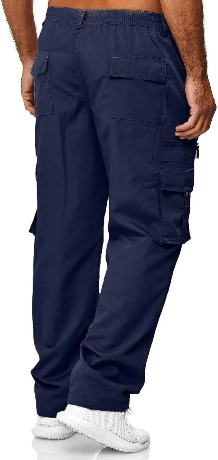 Men's Camo Cargo Pants and Warm Men's Solid Color Work Clothes Pockets and Sanitary Loose Straight Sweatpants for