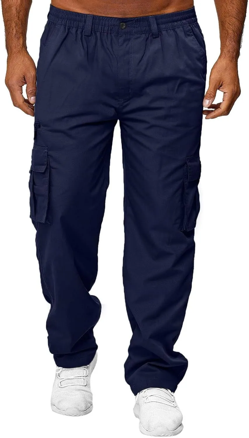 Men's Camo Cargo Pants and Warm Men's Solid Color Work Clothes Pockets and Sanitary Loose Straight Sweatpants for
