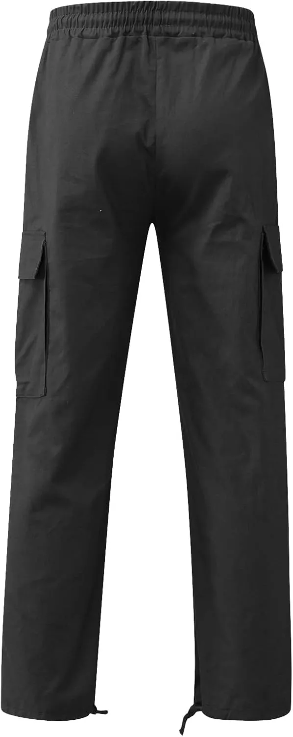 Mens Cargo Pants Casual Joggers Athletic Pants Cotton Loose Straight Sweatpants