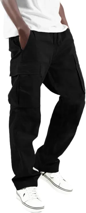 Mens Cargo Pants Casual Joggers Athletic Pants Cotton Loose Straight Sweatpants