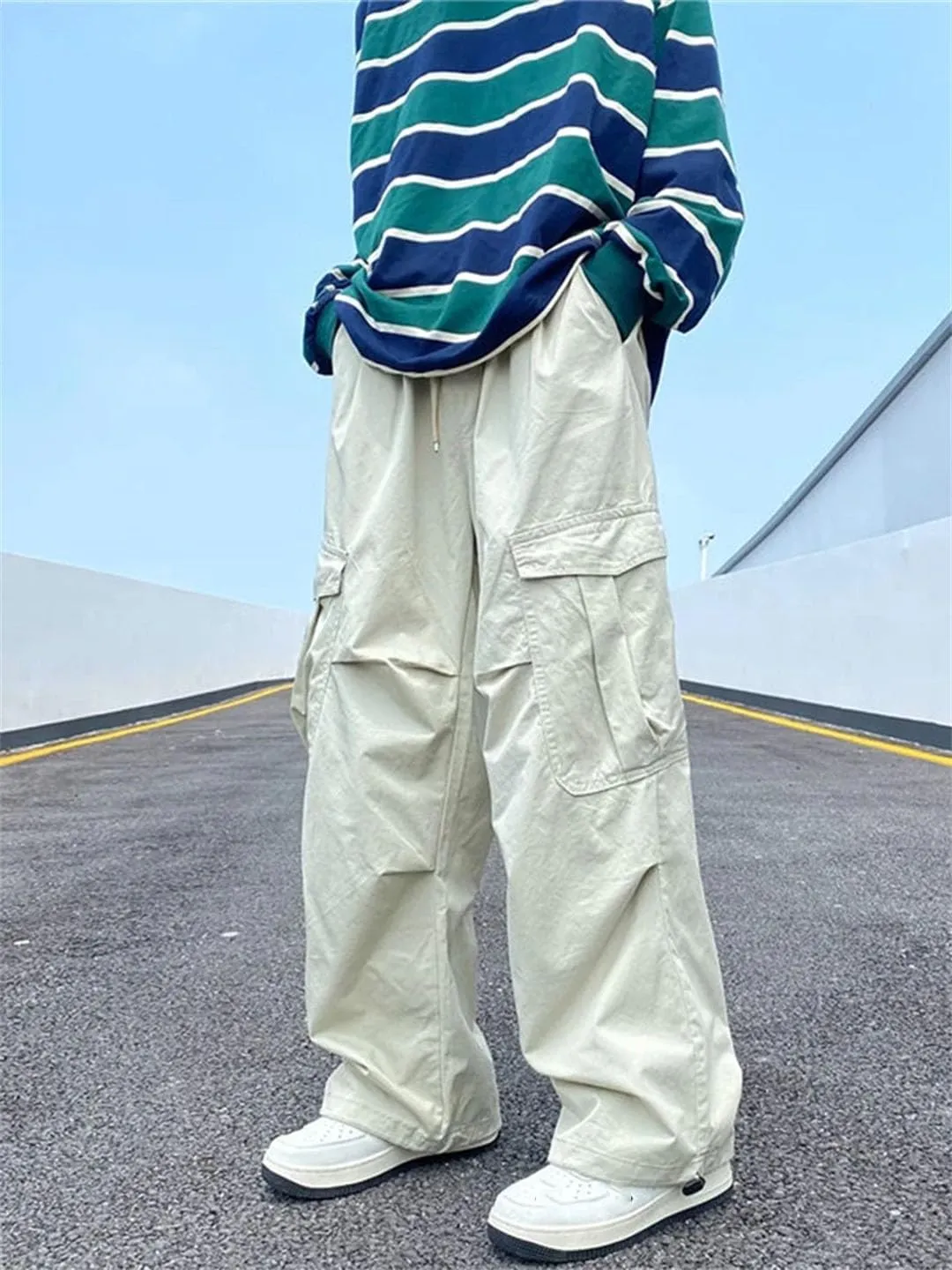 MenS Cargo Pants Loose Multi-Pocket Casual Trousers