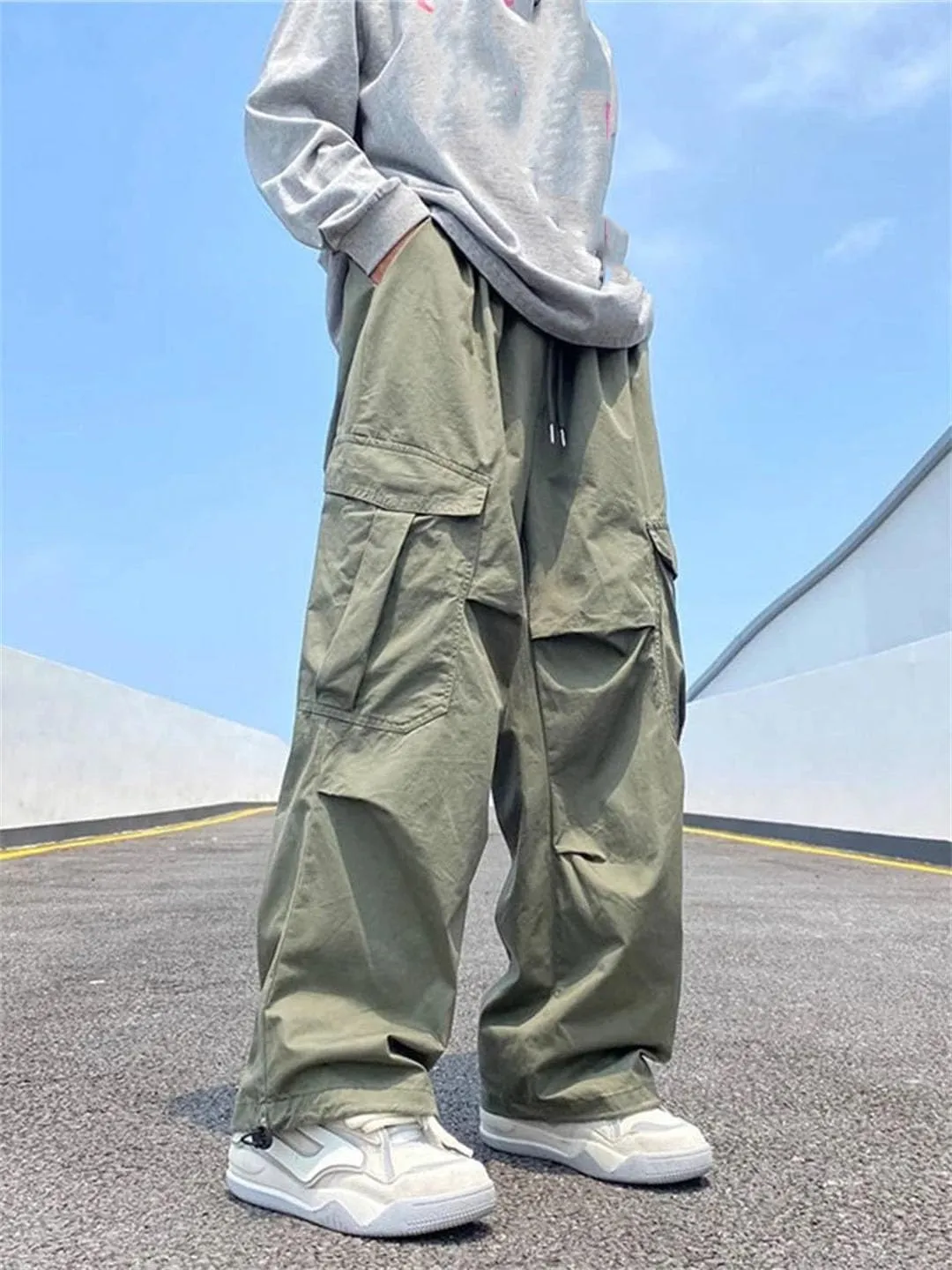 MenS Cargo Pants Loose Multi-Pocket Casual Trousers