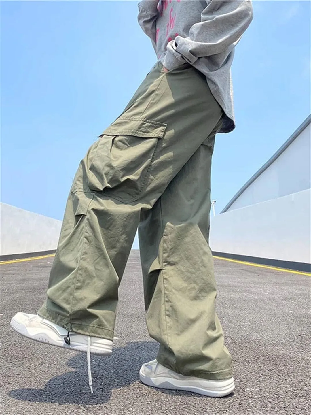 MenS Cargo Pants Loose Multi-Pocket Casual Trousers