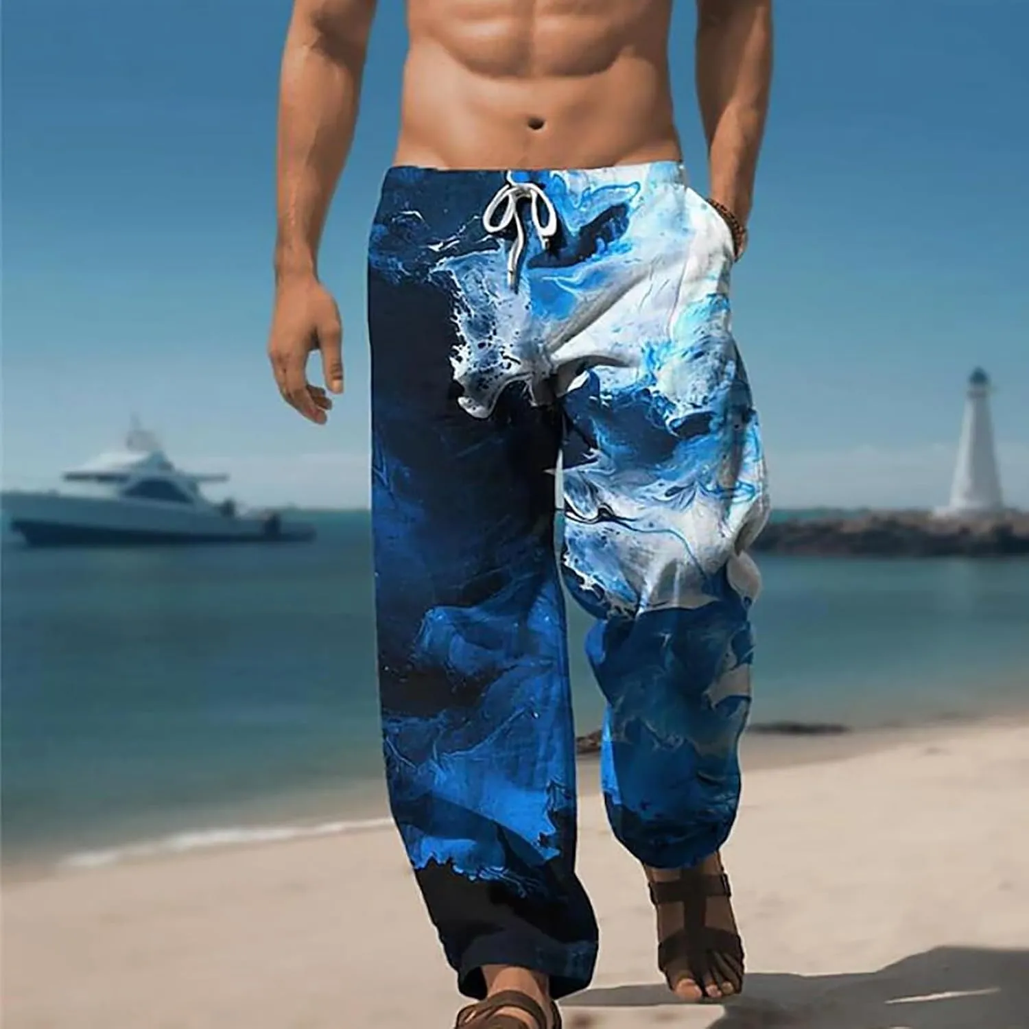 Men's Casual Loose Drawstring Sports Cotton Pants