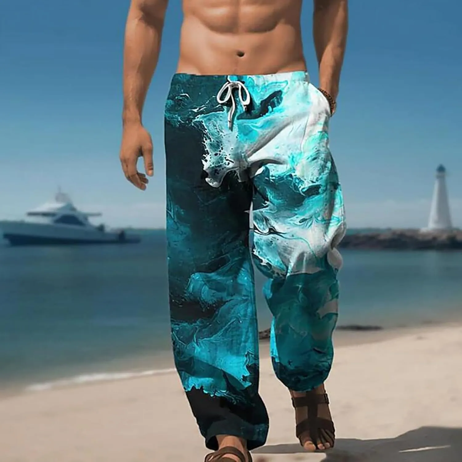 Men's Casual Loose Drawstring Sports Cotton Pants