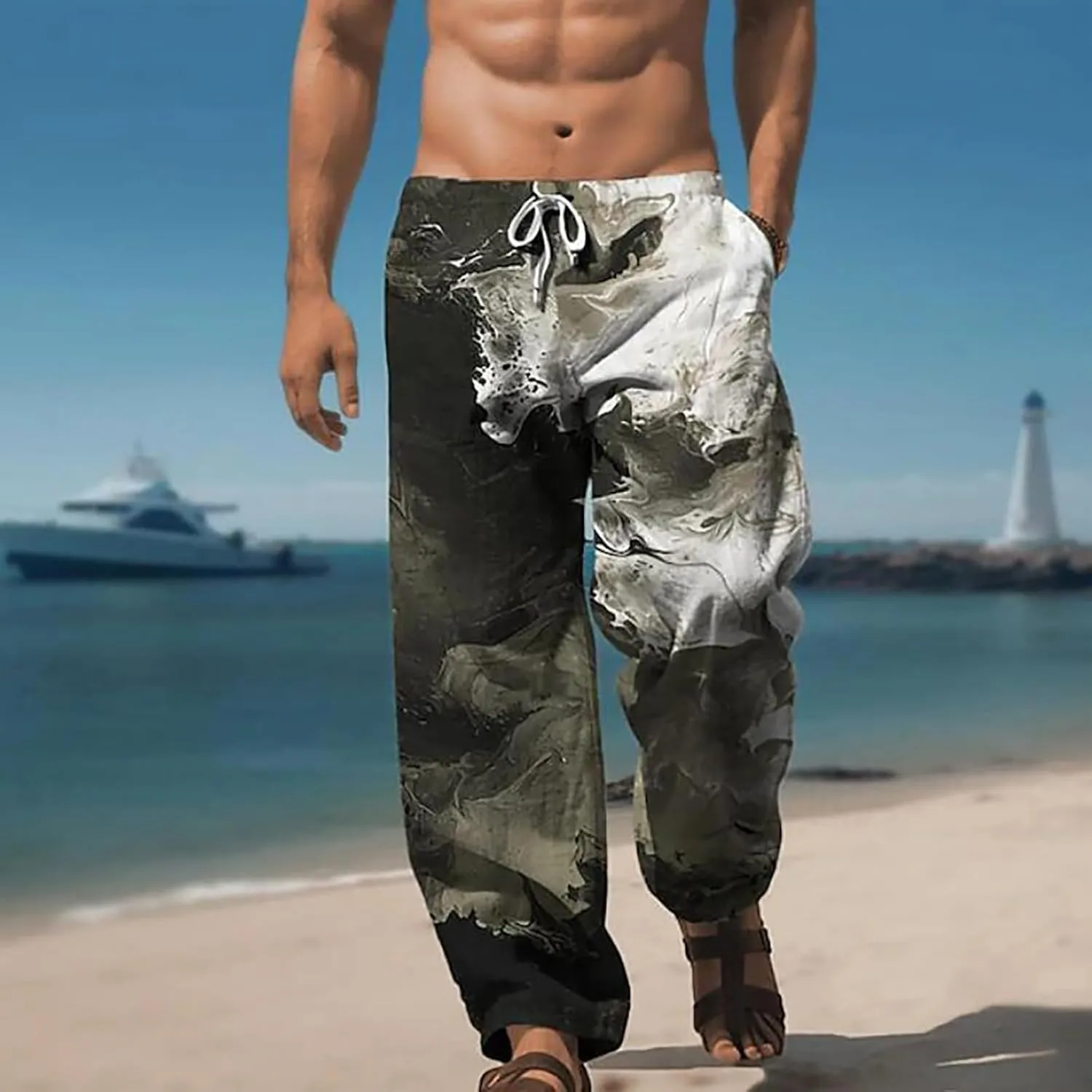 Men's Casual Loose Drawstring Sports Cotton Pants