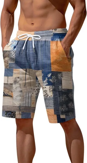 Mens Casual Shorts Stretch Waist Short Pant Classic Vintage Pants Training Hawaiian Summer Beach Shorts