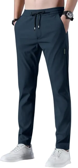 Men's Drawstring Casual Pants Summer Beach Loose Trousers with Pockets