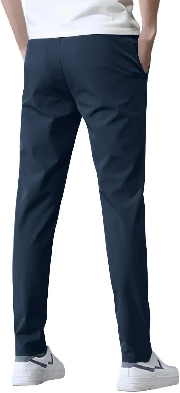 Men's Drawstring Casual Pants Summer Beach Loose Trousers with Pockets