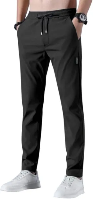 Men's Drawstring Casual Pants Summer Beach Loose Trousers with Pockets