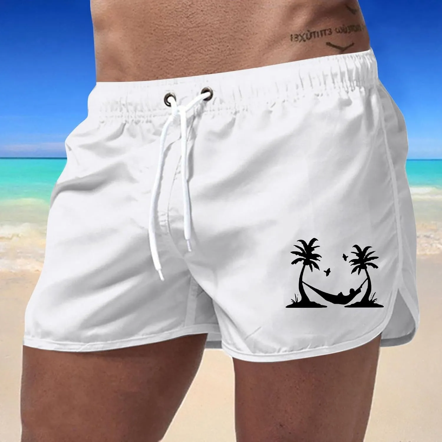 Mens Graphic Print Shorts Casual Workout Cool Shorts Quick Dry Gym Running Short Pants
