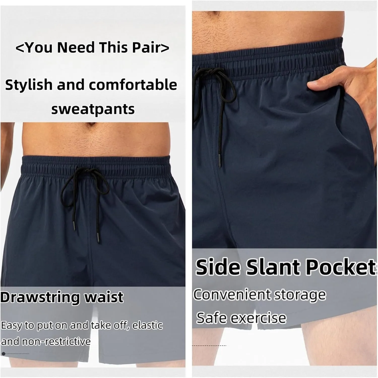 Mens Lightweight Breathable Lining Workout Shorts, Men's 5" Running Shorts, 2025 Summer Lightweight Quick Dry Workout