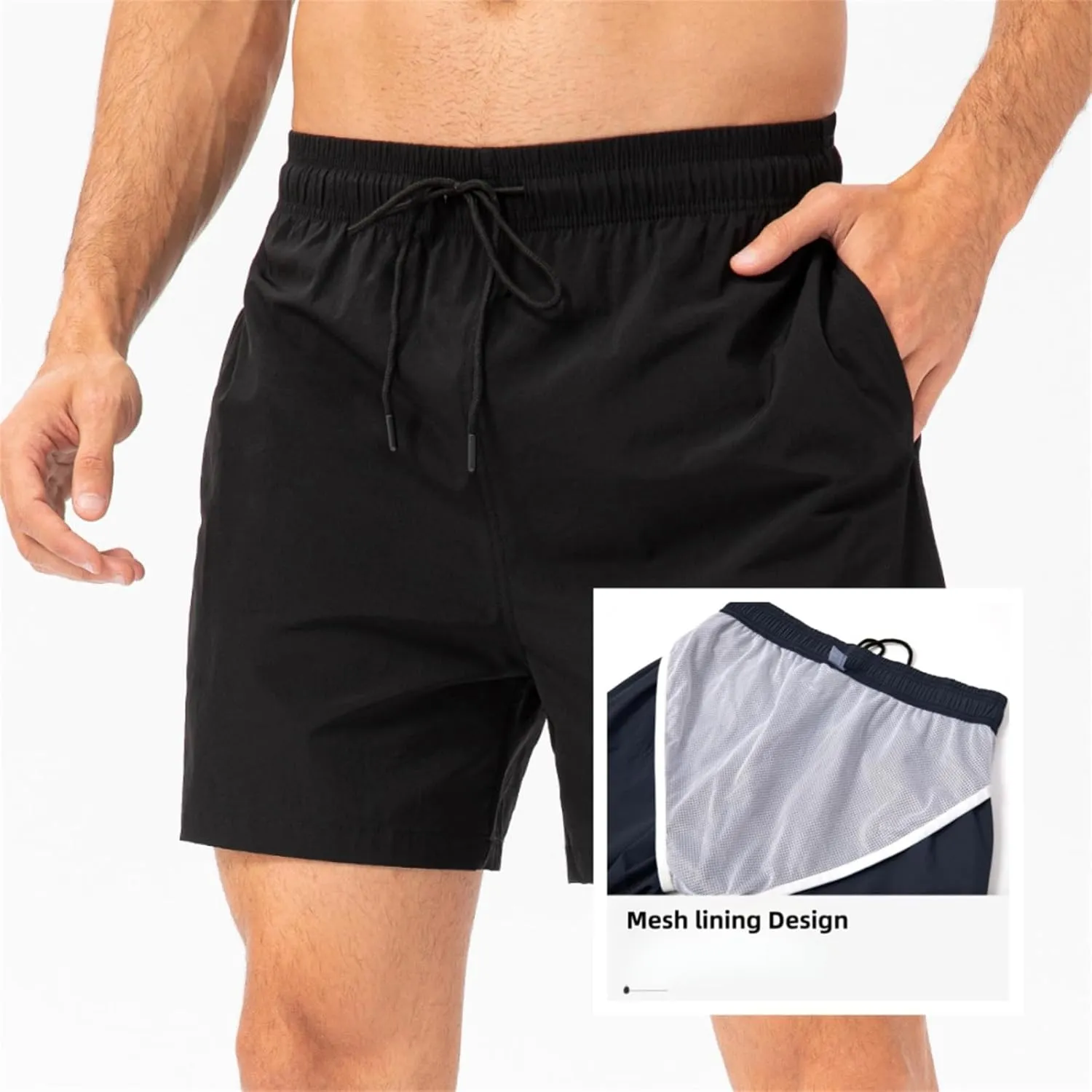 Mens Lightweight Breathable Lining Workout Shorts, Men's 5" Running Shorts, 2025 Summer Lightweight Quick Dry Workout