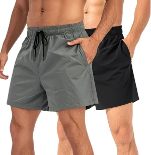 Mens Lightweight Breathable Lining Workout Shorts, Men's 5" Running Shorts, 2025 Summer Lightweight Quick Dry Workout