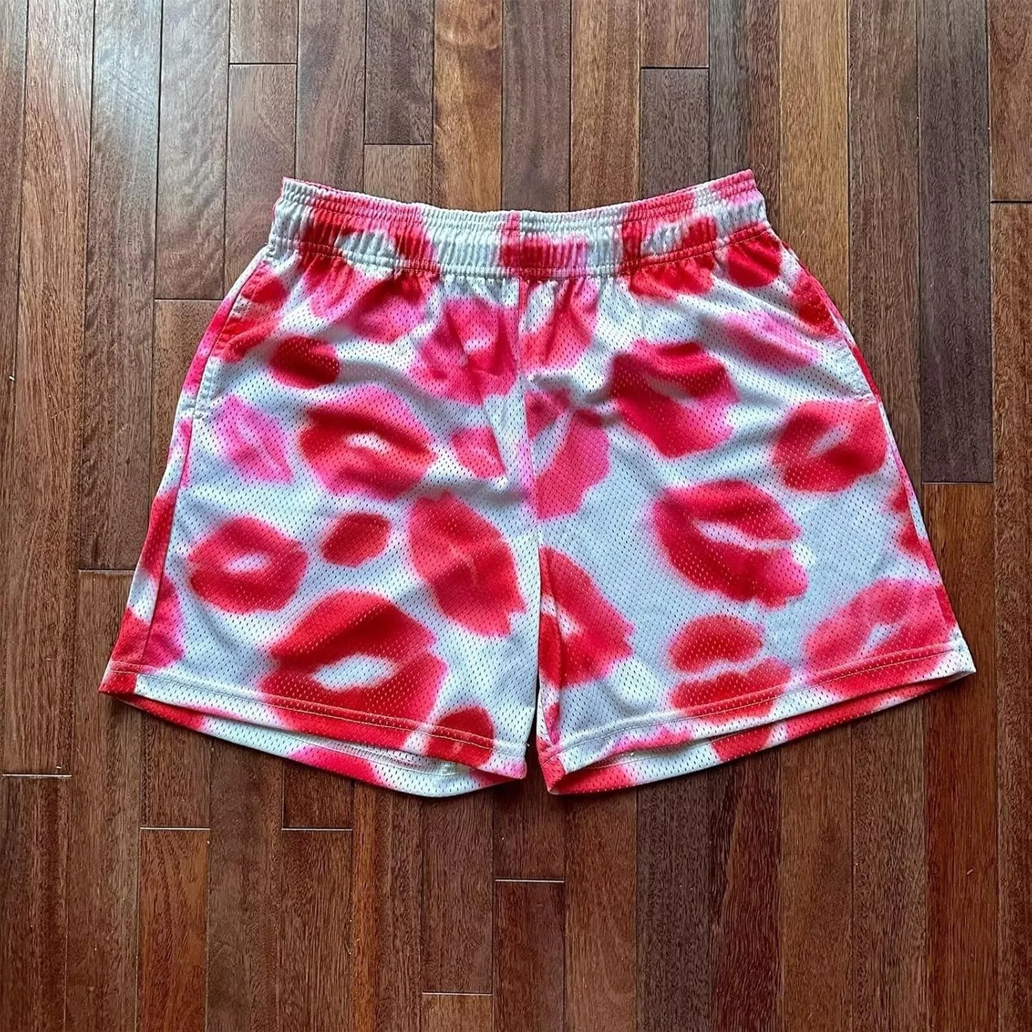 Men's Mesh Graphic Basketball Shorts Streetwear Gym Shorts Summer Cool Casual Running Workout Shorts with Pockets