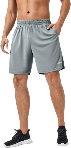 Men's Quick-Dry Athletic Shorts with Pockets, Lightweight Workout Shorts, Breathable Running Shorts with Elastic Waistband
