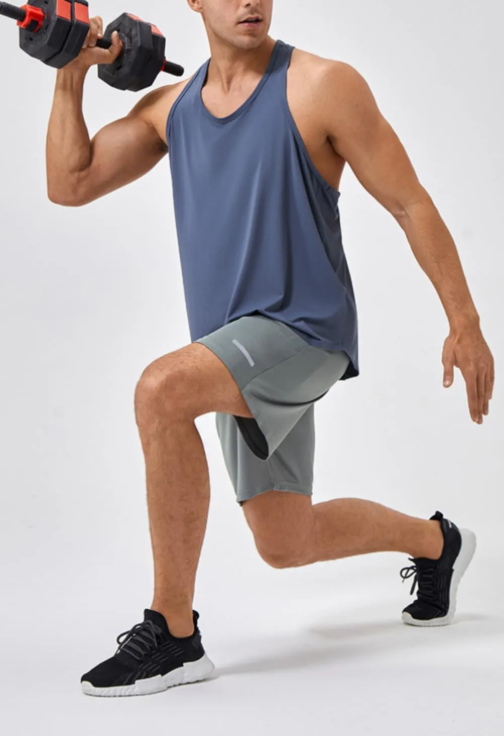 Men's Quick-Dry Athletic Shorts with Pockets, Lightweight Workout Shorts, Breathable Running Shorts with Elastic Waistband