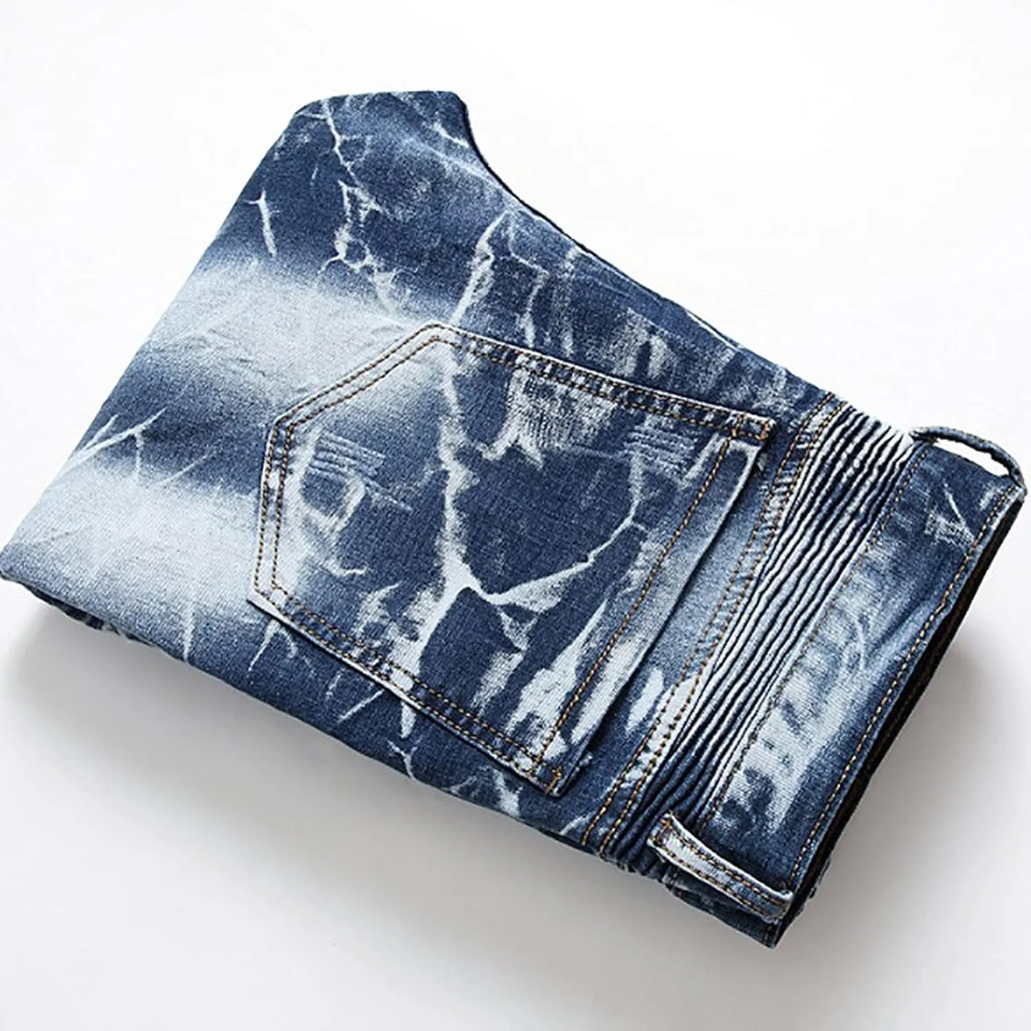 Mens Ripped Jeans Wide Leg Distressed Destroyed Jeans Denim Pant Y2k Hip Hop Trousers Jeans with Pockets