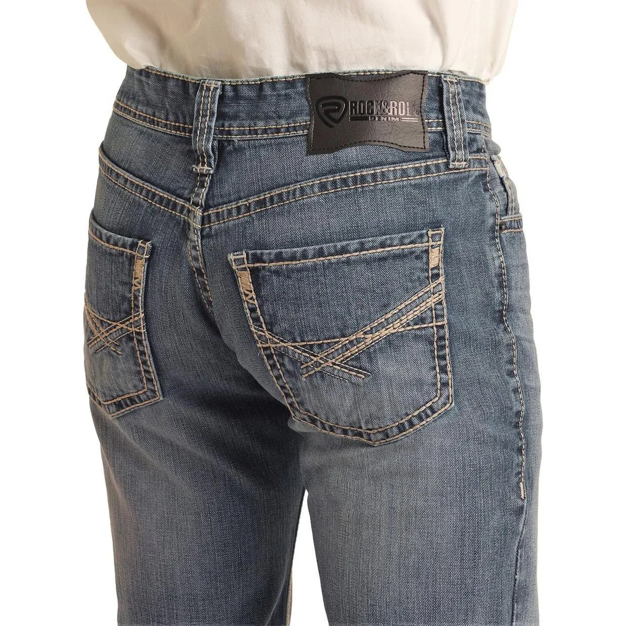 Men's Rock and Roll Denim Pistol Regular Fit Straight Bootcut Jean BM1PD03707