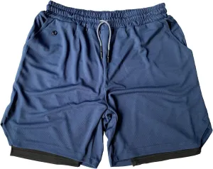 Men's Running Shorts Mesh Gym Athletic Workout Shorts for Men 2 in 1 Quick Dry Sports Shorts with Liner and Pockets