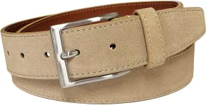 Men's Suede Leather Belt Genuine Leather Casual Dress Belt or Ratchet Belt Multi Color & Width Style