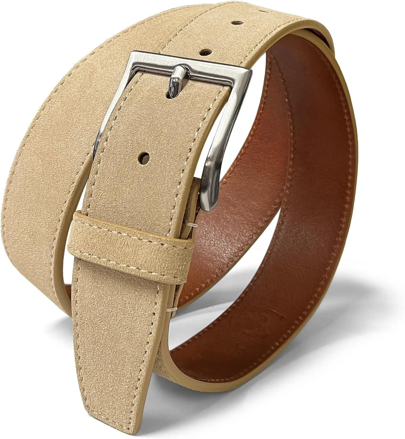 Men's Suede Leather Belt Genuine Leather Casual Dress Belt or Ratchet Belt Multi Color & Width Style