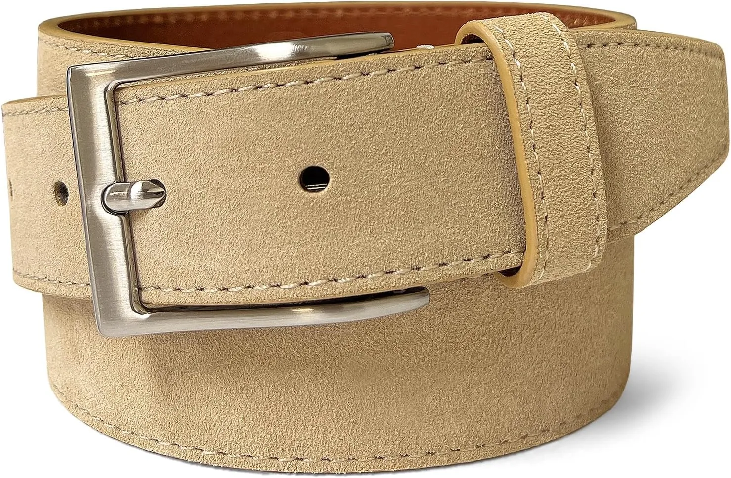 Men's Suede Leather Belt Genuine Leather Casual Dress Belt or Ratchet Belt Multi Color & Width Style