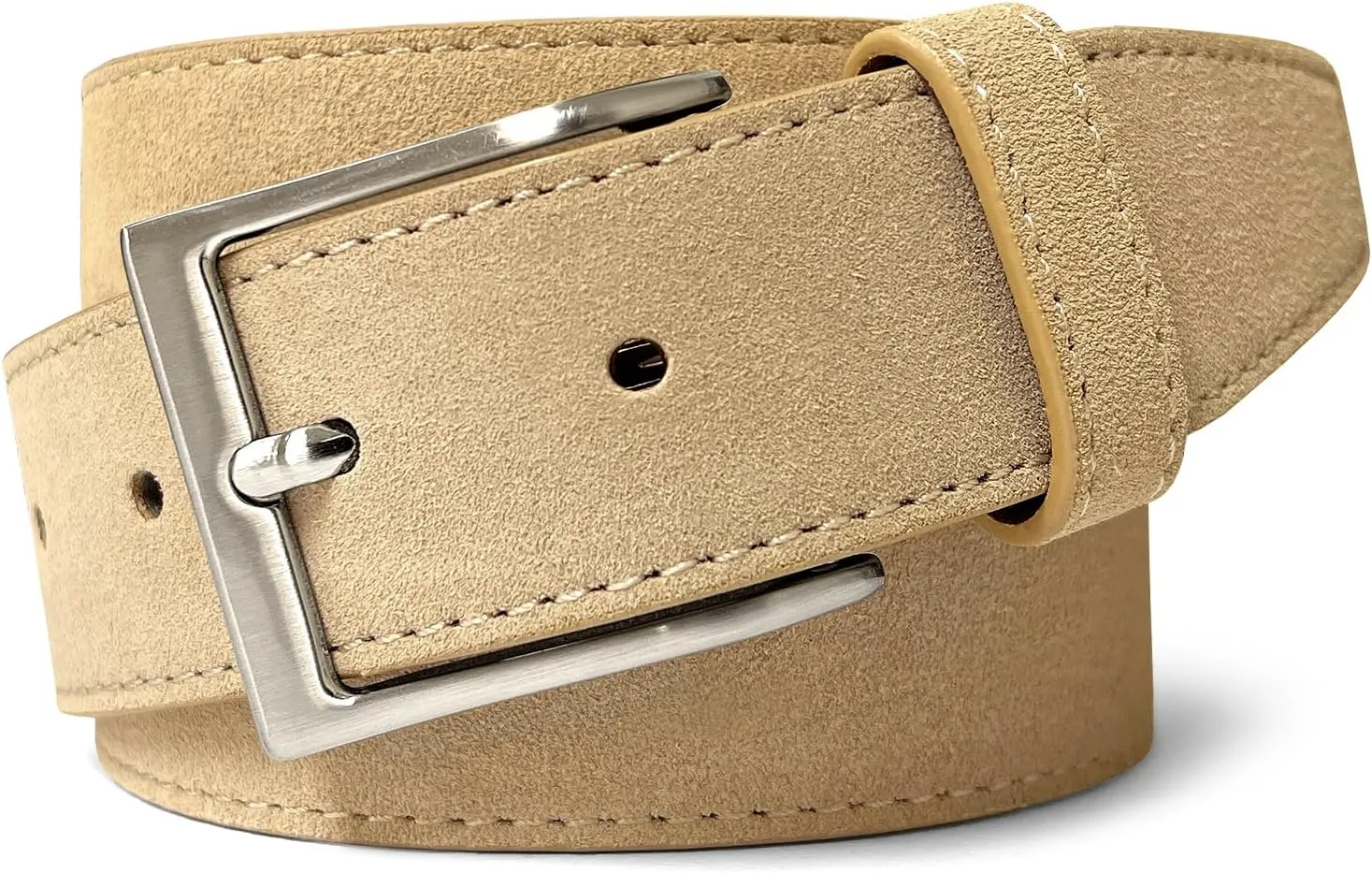 Men's Suede Leather Belt Genuine Leather Casual Dress Belt or Ratchet Belt Multi Color & Width Style