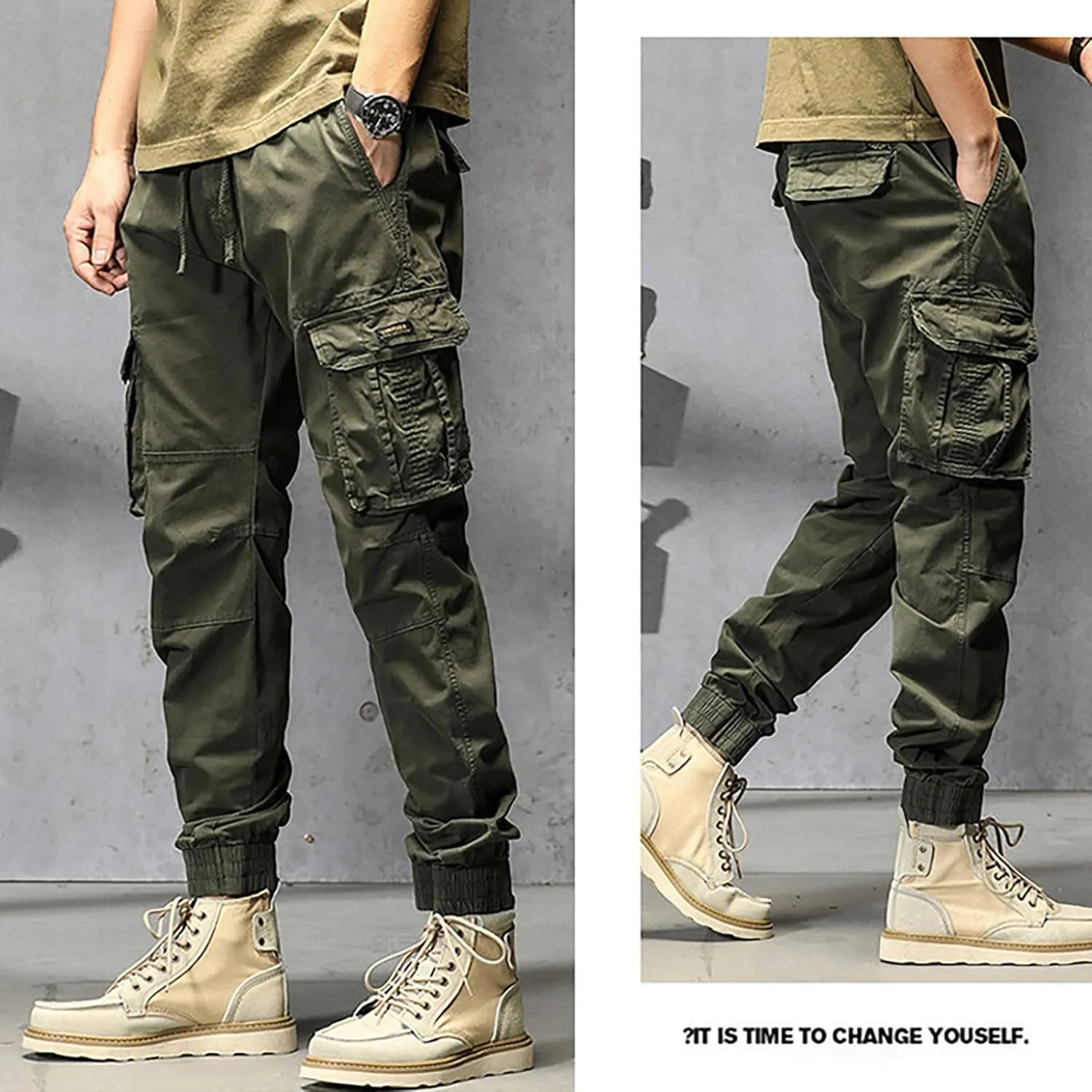Mens Sweatpants Joggers Pants Man Pants Casual Rope Loose Heavyweight Loose Sports Trousers Pockets Pant Mens Cotton