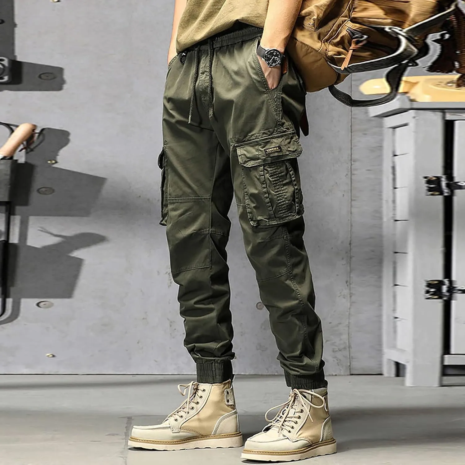 Mens Sweatpants Joggers Pants Man Pants Casual Rope Loose Heavyweight Loose Sports Trousers Pockets Pant Mens Cotton