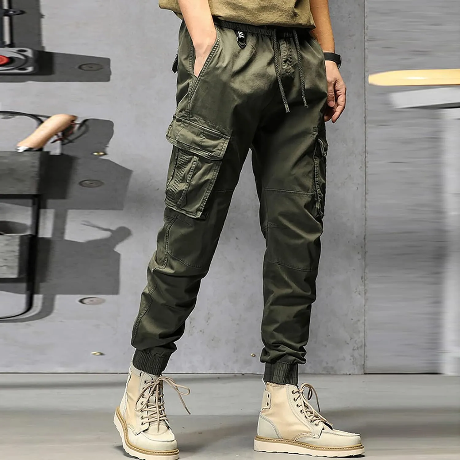 Mens Sweatpants Joggers Pants Man Pants Casual Rope Loose Heavyweight Loose Sports Trousers Pockets Pant Mens Cotton