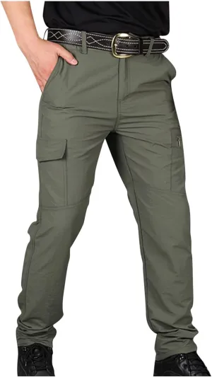 Men's Tactical Pants Multi Pockets Cargo Hiking Pants Lightweight Stretch Work Pants Water Resistant Cargo Trousers