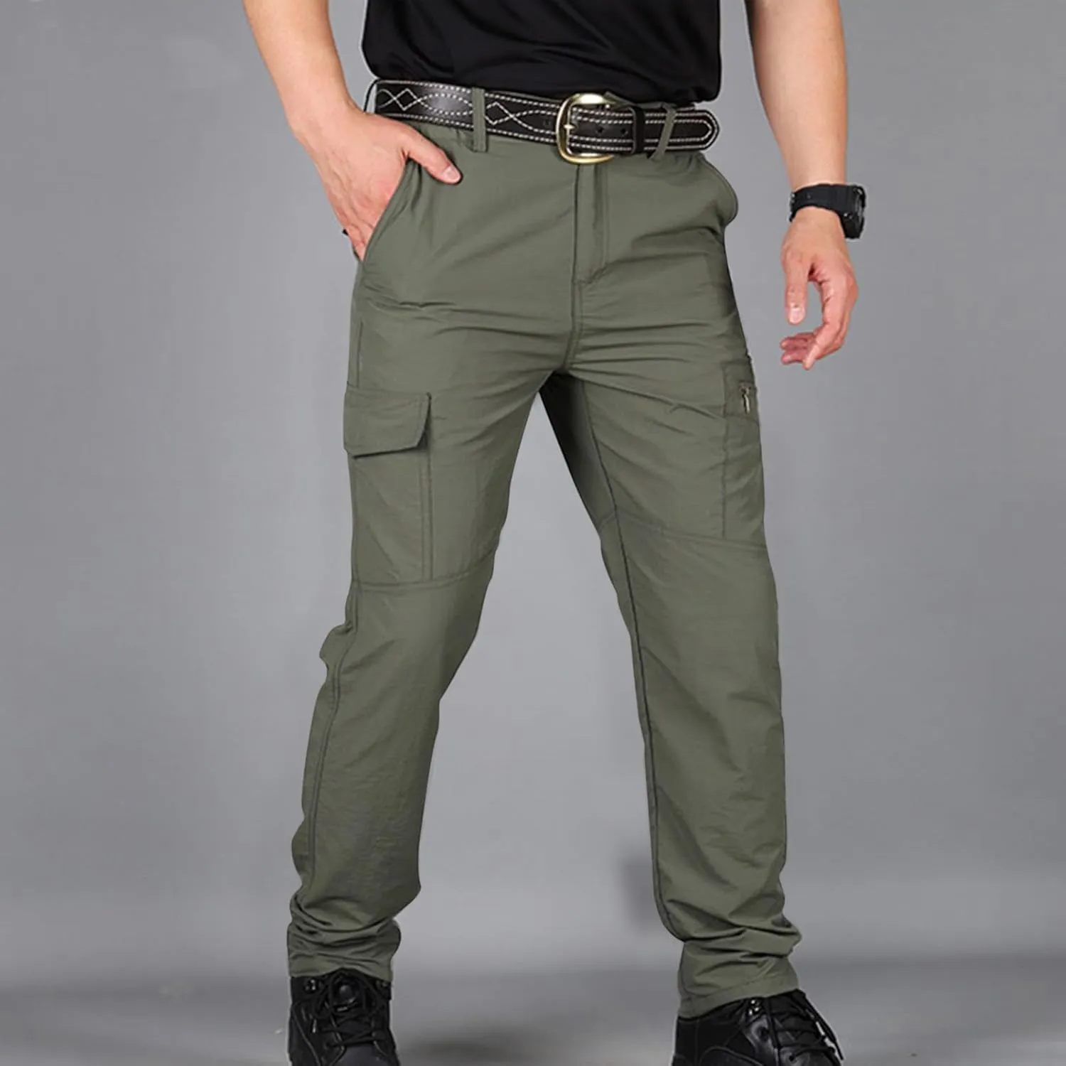 Men's Tactical Pants Multi Pockets Cargo Hiking Pants Lightweight Stretch Work Pants Water Resistant Cargo Trousers