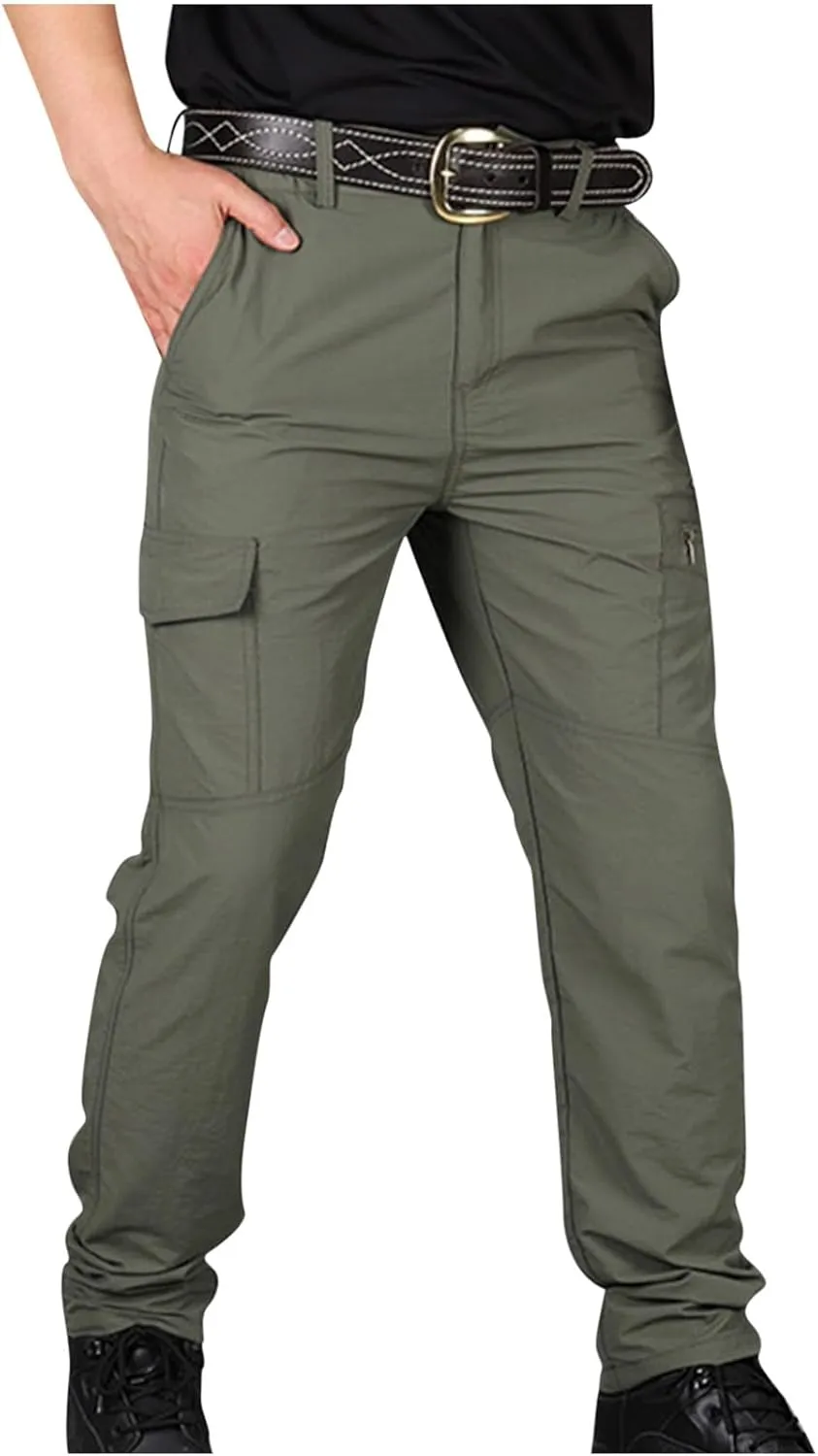 Men's Tactical Pants Multi Pockets Cargo Hiking Pants Lightweight Stretch Work Pants Water Resistant Cargo Trousers