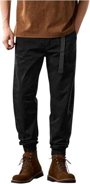 Mens Track PantsMens Casual Cargo Pants Elastic Waist Hiking Joggers Athletic Pants Fitness Trousers Pants with Multi PocketsStraight Cargo Pants for Men