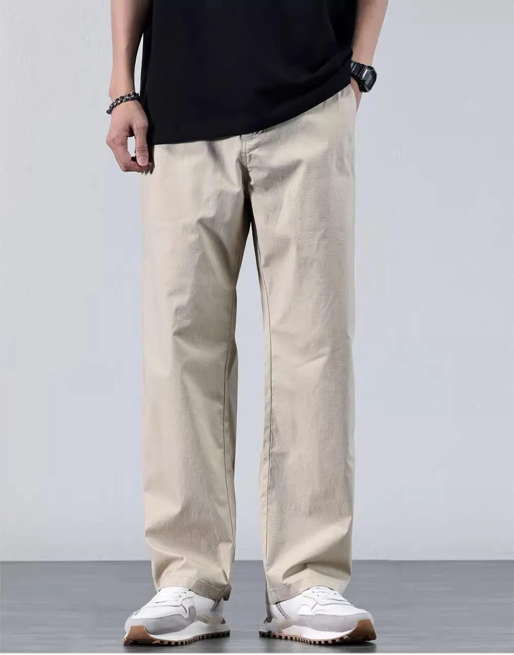 Men's Trouser Summer Lightweight Loose Wide-Leg Pants for Men