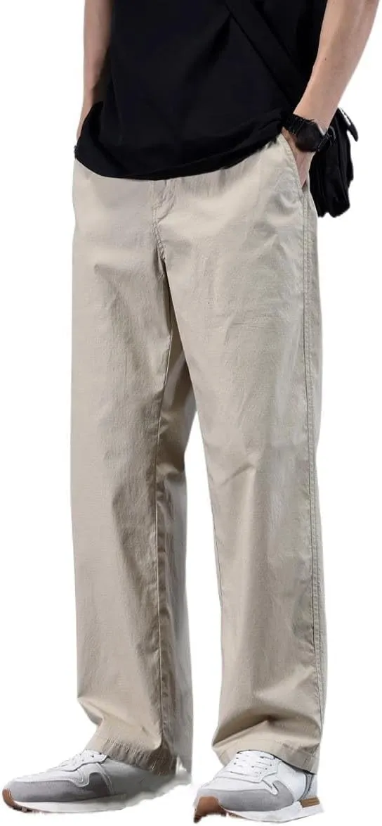 Men's Trouser Summer Lightweight Loose Wide-Leg Pants for Men