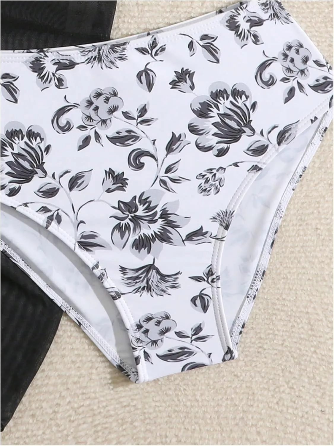 Milumia Girl's 3 Piece Bikni Set Ditsy Floral Halter Swimsuit with Cover Up Skirts