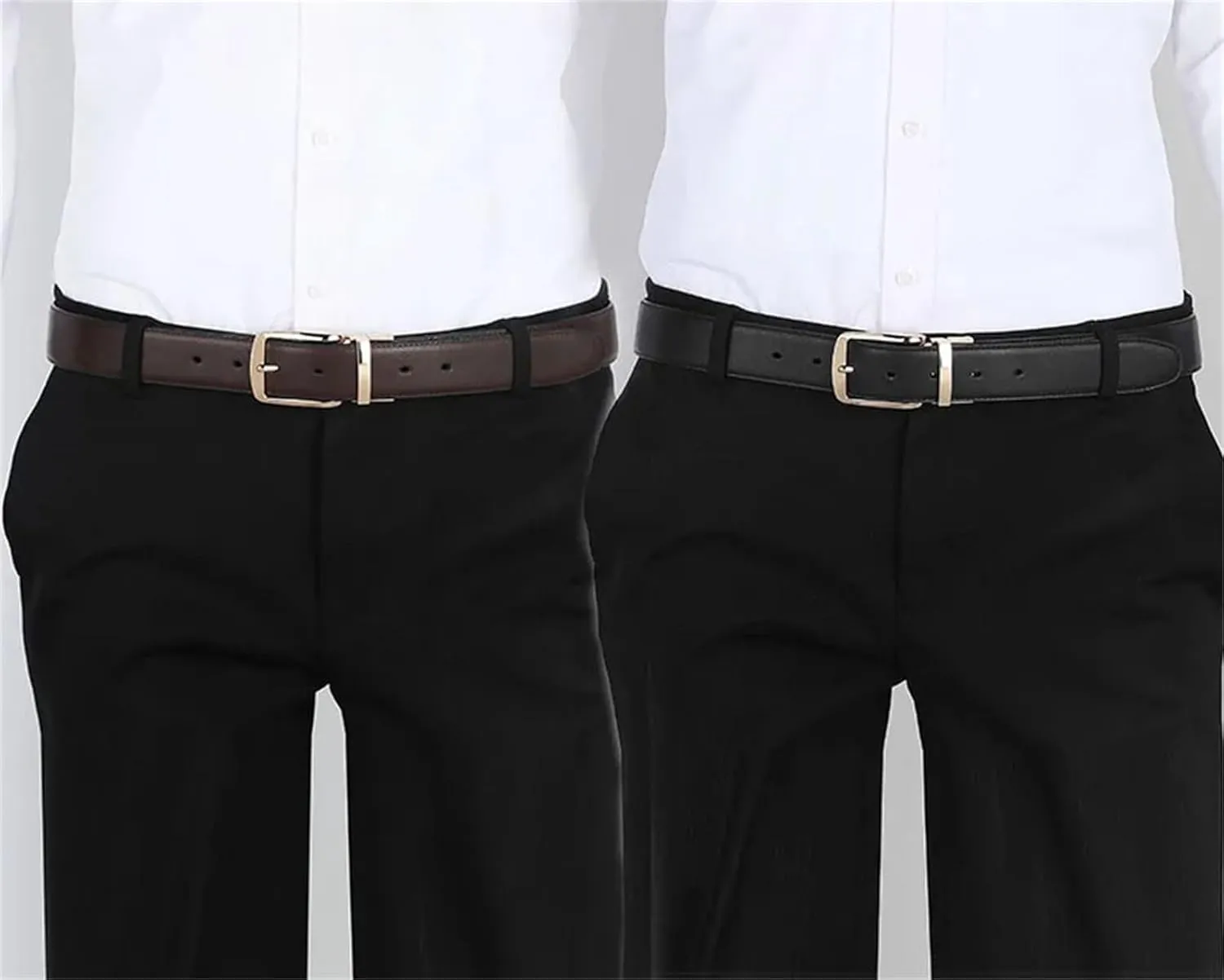 Mnjyihy Men Reversible Dress Belts Vintage Genuine Business Casual Leather Belt