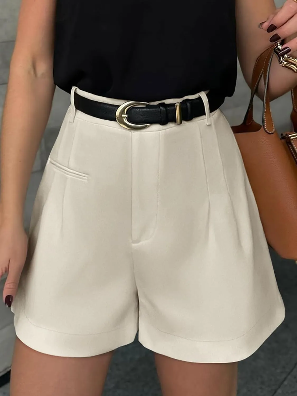 NIMIN Womens Shorts Dressy High Waisted 2025 Summer Trendy Business Casual Work Tailored Shorts Without Pockets Belts