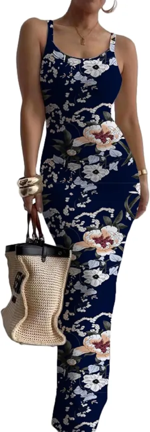 Nimsruc Women Summer Long Dress Casual Slip Sexy Slim Sleeveless Bodycon Maxi Dresses for Women 2024