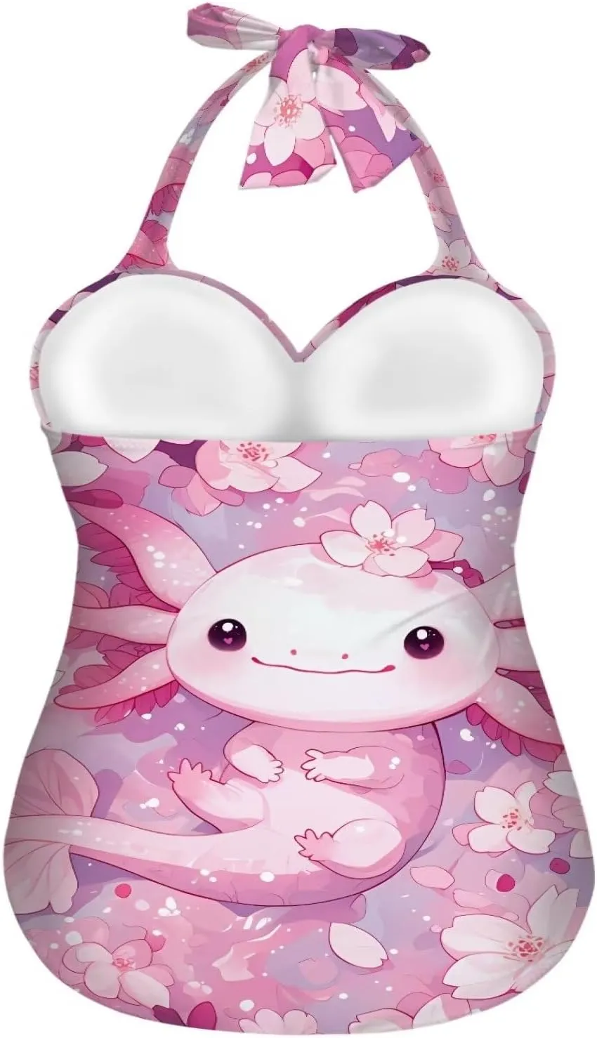 One Piece Swimsuit for Women Tummy Control Halter Push up Bathing Suit Square Neck Swimwear