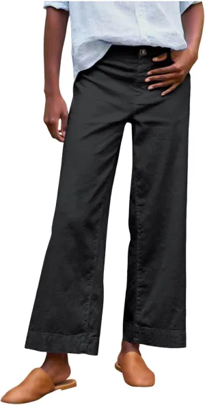 PTOLOCIF Cotton Linen Pants Women,Cotton Linen Palazzo Pants Drawstring Elastic Waist Beach Pants Wide Leg Dress Pants