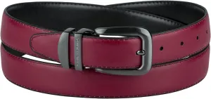 Reversible Belt Solid Colors & Black Bonded Leather Pewter-Tone Buckle