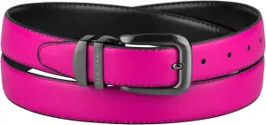Reversible Belt Solid Colors & Black Bonded Leather Pewter-Tone Buckle