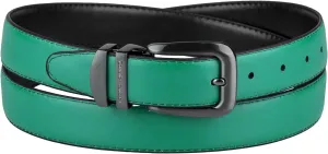 Reversible Belt Solid Colors & Black Bonded Leather Pewter-Tone Buckle