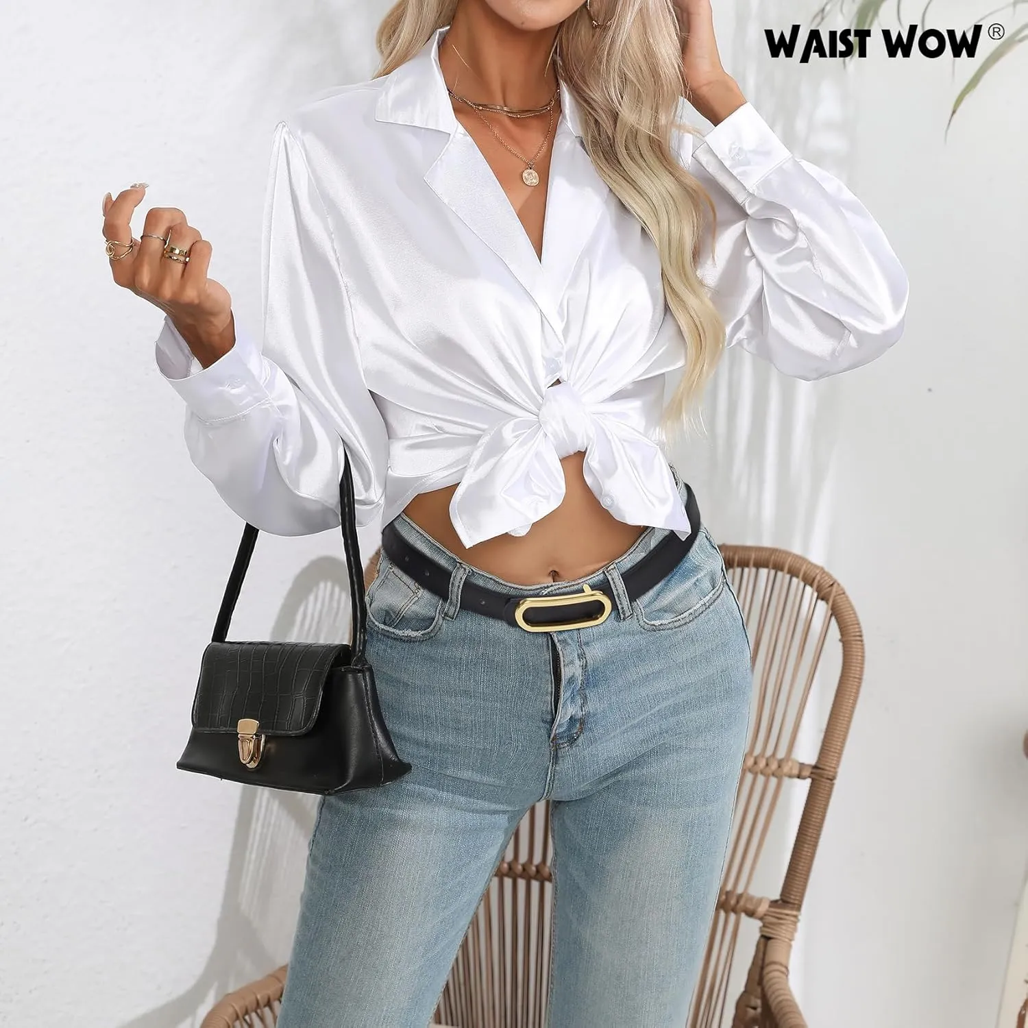 Reversible Leather Belt for Dresses Women Jeans Pants Ladies Skinny Belts Thin with Gold Silver Buckle,1 Pack