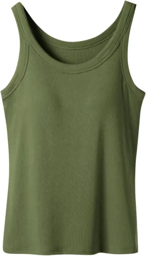 Ribbed Yoga Tank Top for Women with Built in Bra, Women's Padded Sports Bra Undershirt Fitness Workout Running Shirt